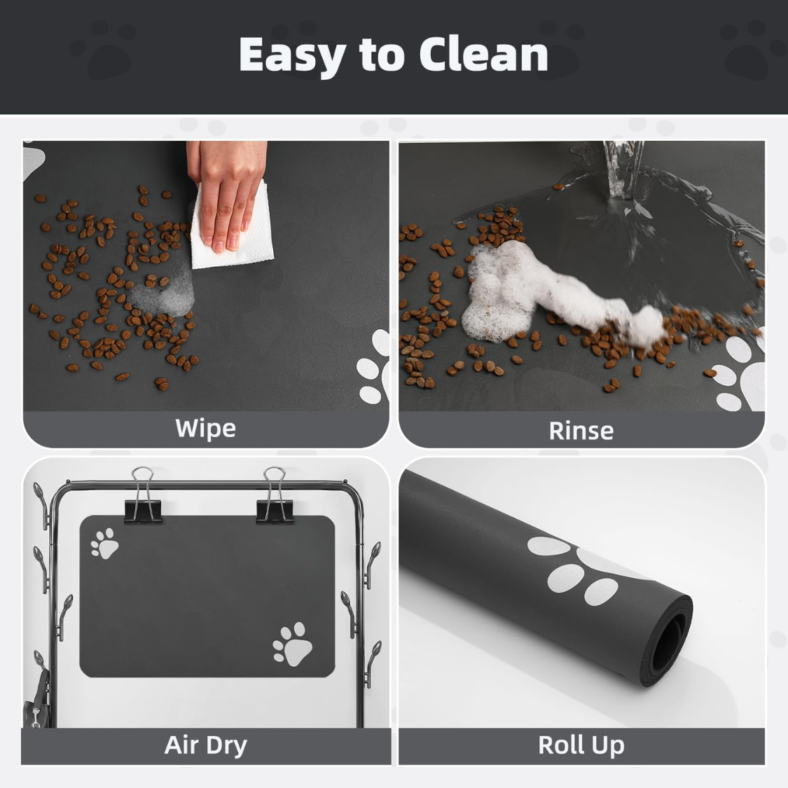 Absorbent Pet Feeding Mat for Food and Water Bowls - No Stains, Quick-Dry, Non-Slip