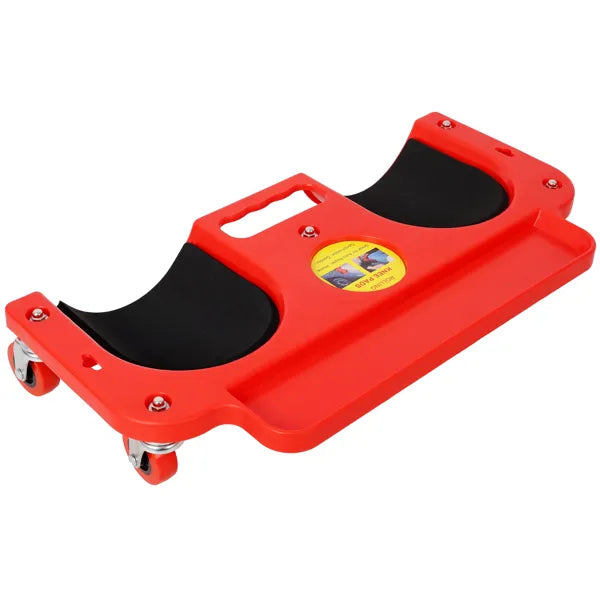 Durable Rolling Knee Creeper with 360° Casters and Tool Tray - Red