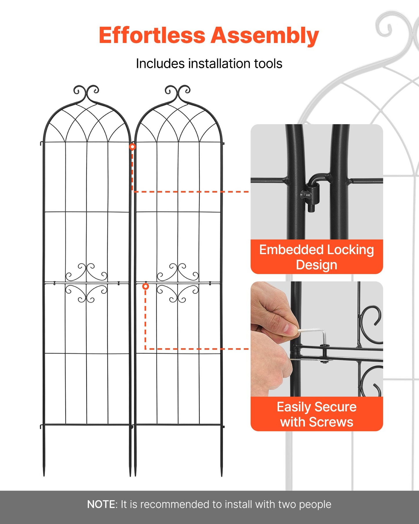 Garden Trellis 87x20 Inch Metal Plant Support Set for Roses Vegetables & Vines