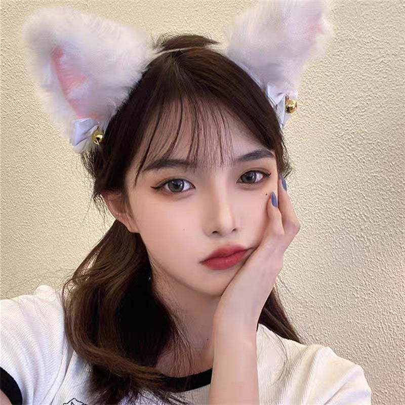Cute Plush Animal Headband with Bells and Cat Ears for Kids & Adults