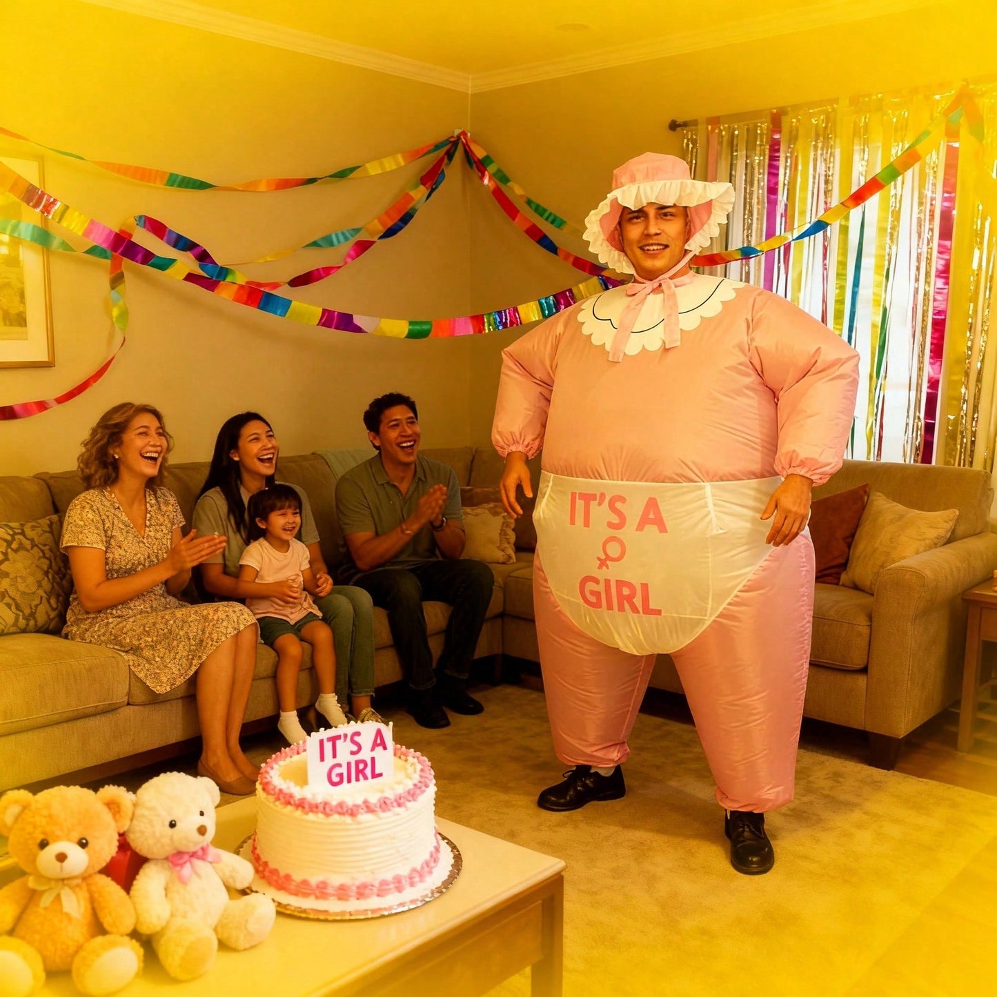 Inflatable Baby Costume - Unisex Fun for Gender Reveal Parties