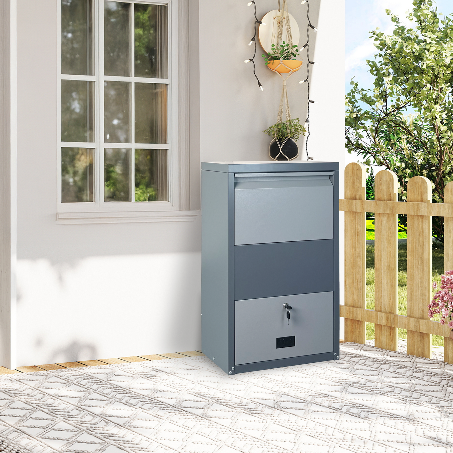 Secure Outdoor Steel Package Delivery Box with Lock - Large Curbside Mailbox