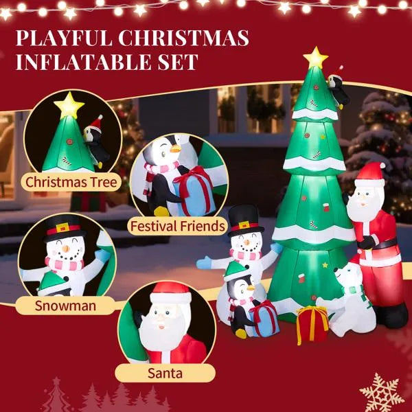 7.5FT Inflatable Christmas Decoration with Santa & Snowman