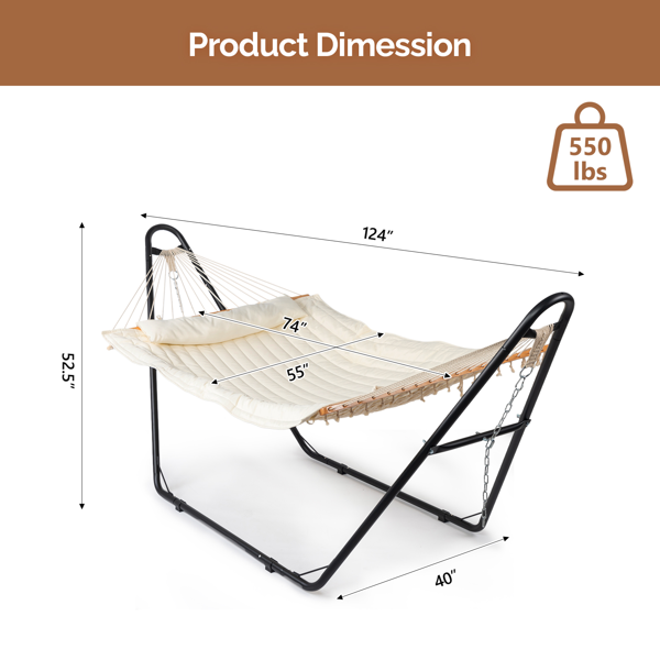 Heavy Duty Adjustable Hammock Set with Stand - Beige