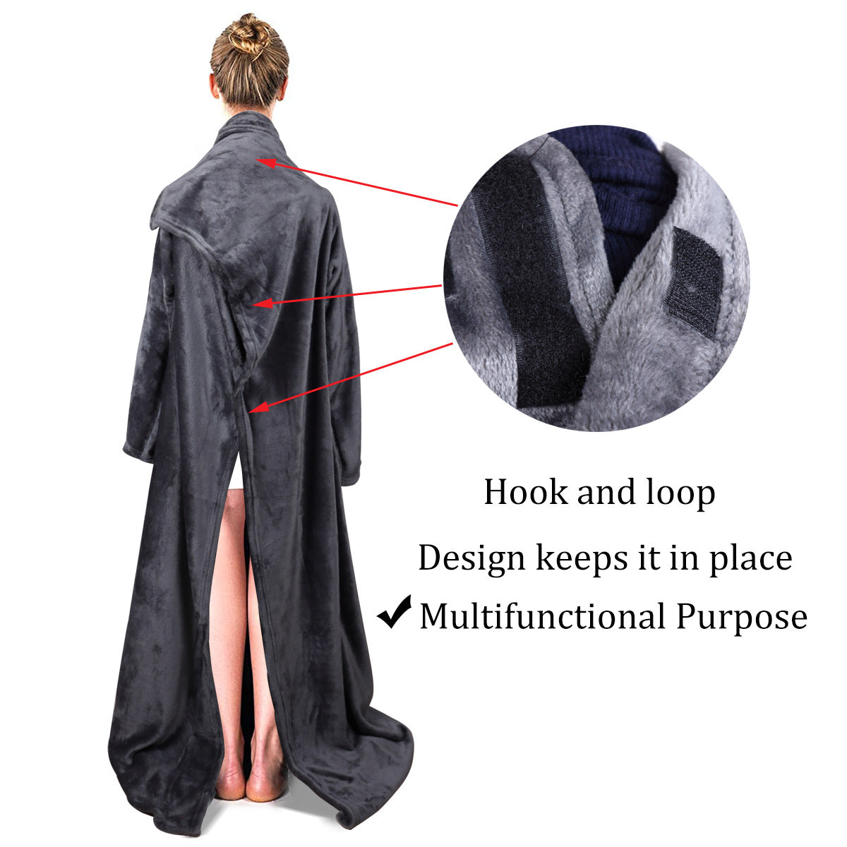 Multi-functional Wearable Lazy Blanket with Pocket - Large Flannel Bed Cover