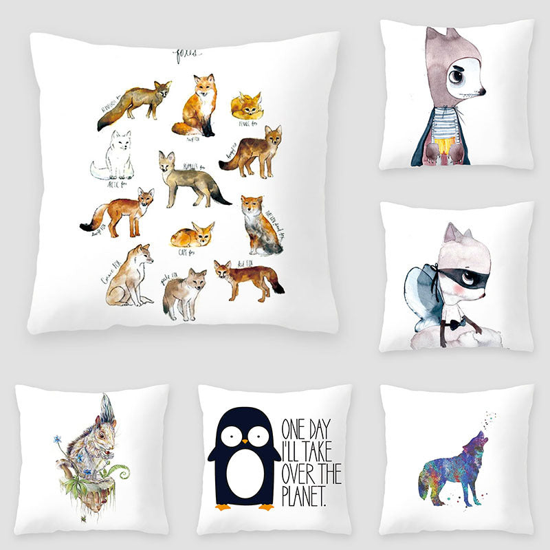 Cartoon Peach Skin Velvet Pillow Cover for Sofa & Living Room - Multiple Colors