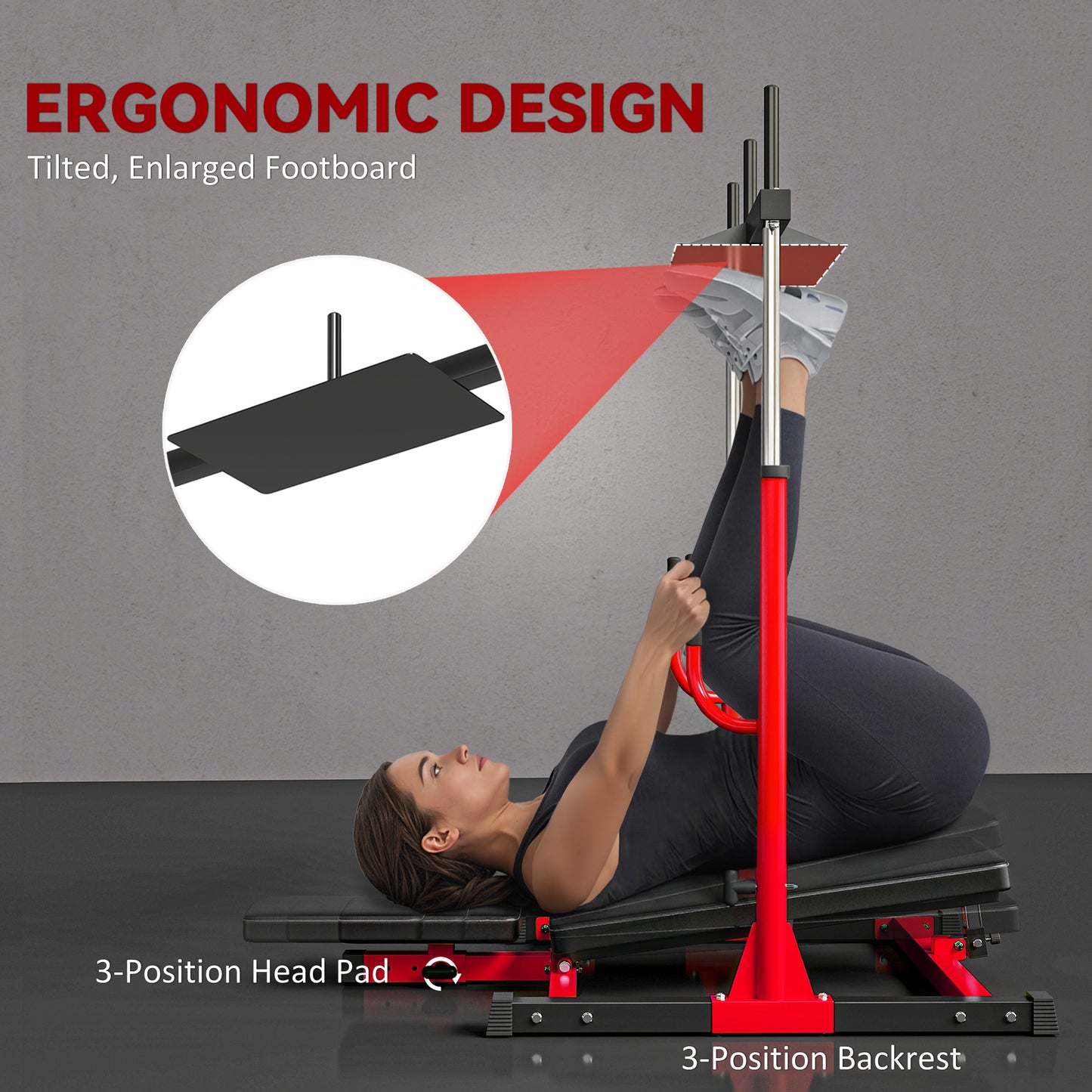 Vertical Leg Press Machine with Adjustable Positions - Red