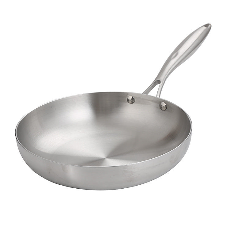 304 Stainless Steel Flat Frying Pan for Induction Gas Stove 22-30cm