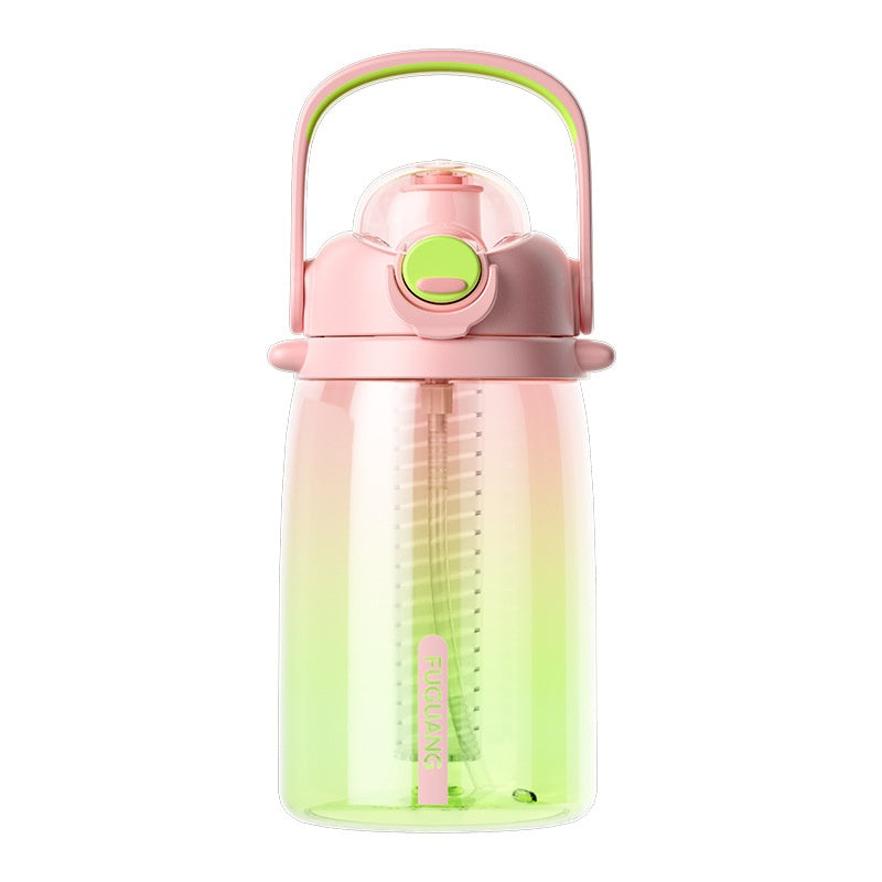 High Temperature Resistant Large Capacity Plastic Water Cup with Straw