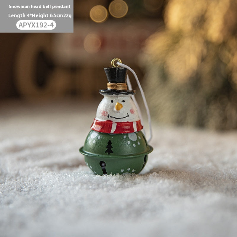 Christmas Iron Bell Pendant Set - Snowman, Elk & Santa Decorations