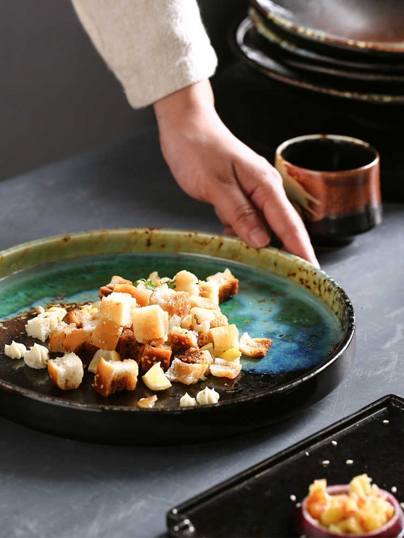 Round Ceramic Salad Plate - Handmade Kitchen Dinnerware