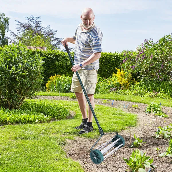 18-Inch Lawn Aerator with Anti-Slip Handle and Tine Spikes - Garden Tool