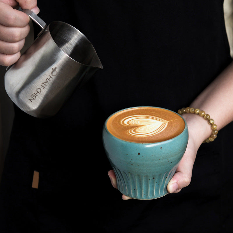 Handmade Stoneware Latte Mug with Matte Finish - Blue Ceramic Coffee Cup