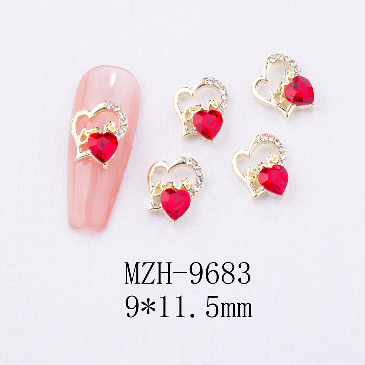 Glass Nail Decorations with Red Bow Design - Assorted Series