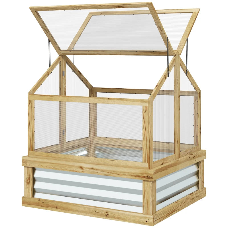 Raised Garden Bed Kit with Greenhouse and Cold Frame - Wooden Planter