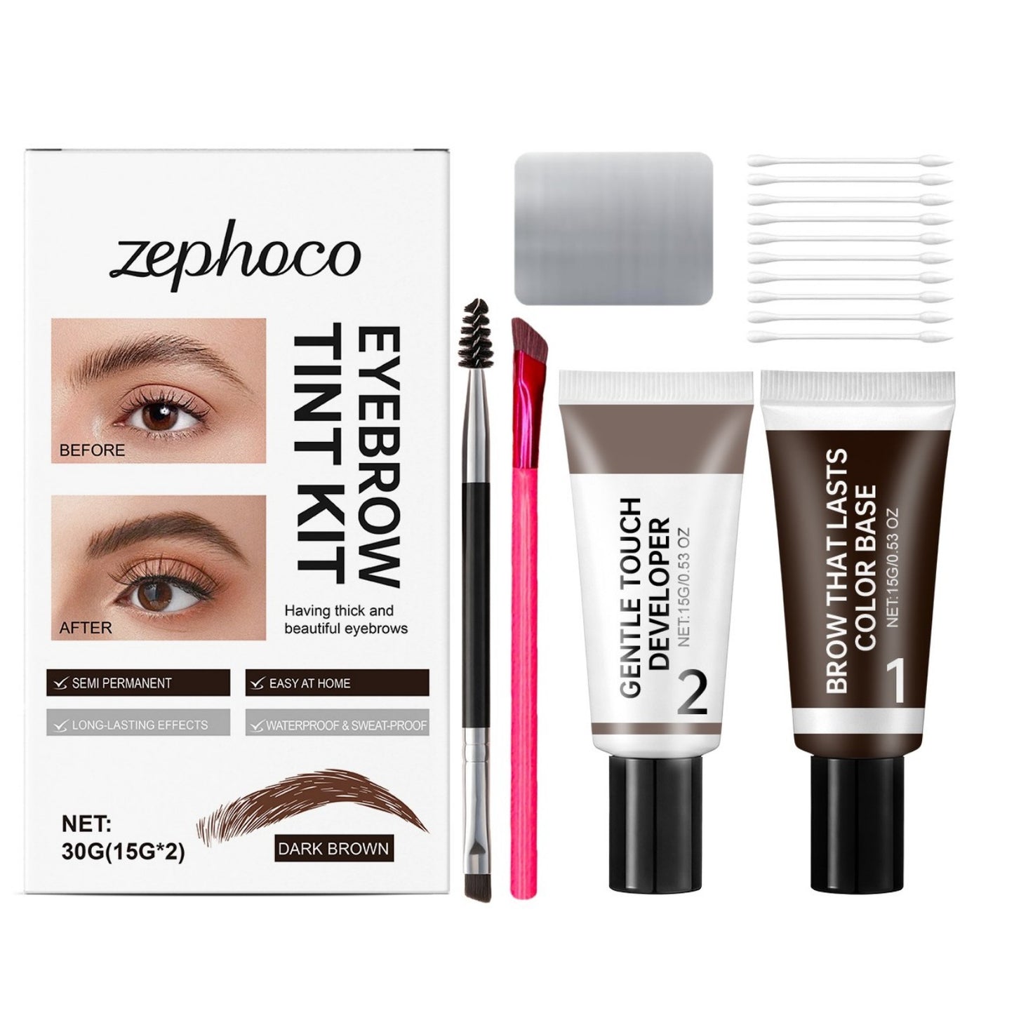 Eyebrow Tint Kit - Long-Lasting Makeup Set for Brows with Multiple Colors