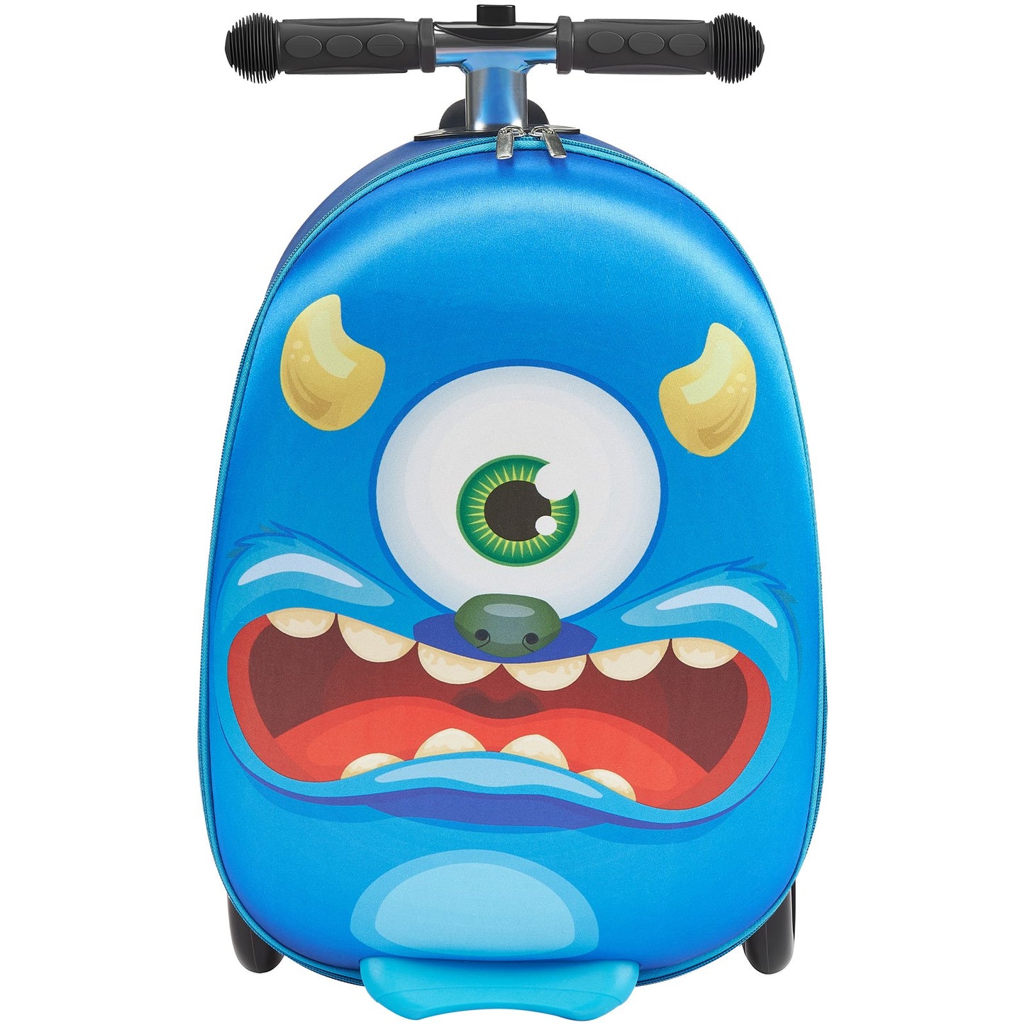 Kids Ride-On Luggage Scooter Suitcase 20-Inch Blue with Flash Wheels