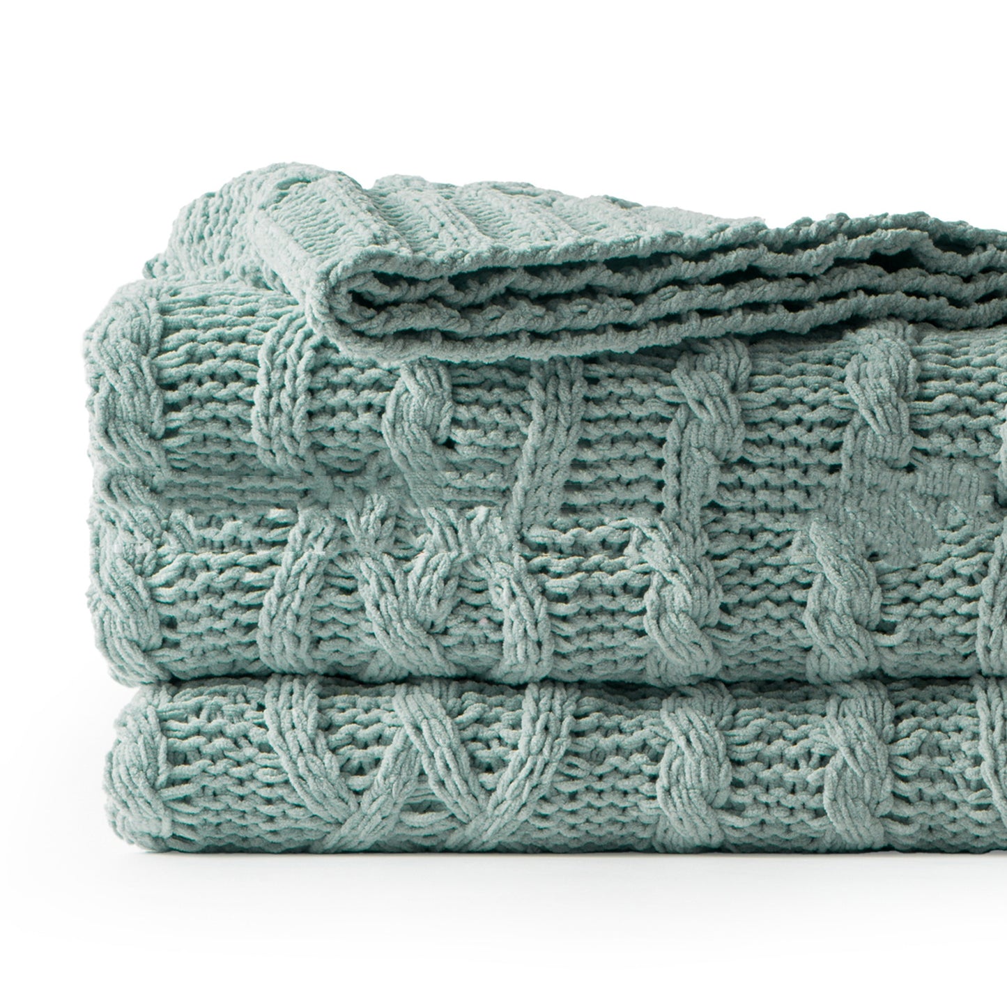 Heavy Weight Knitted Blanket - Thick Chenille Bed Cover for Home & Bedroom