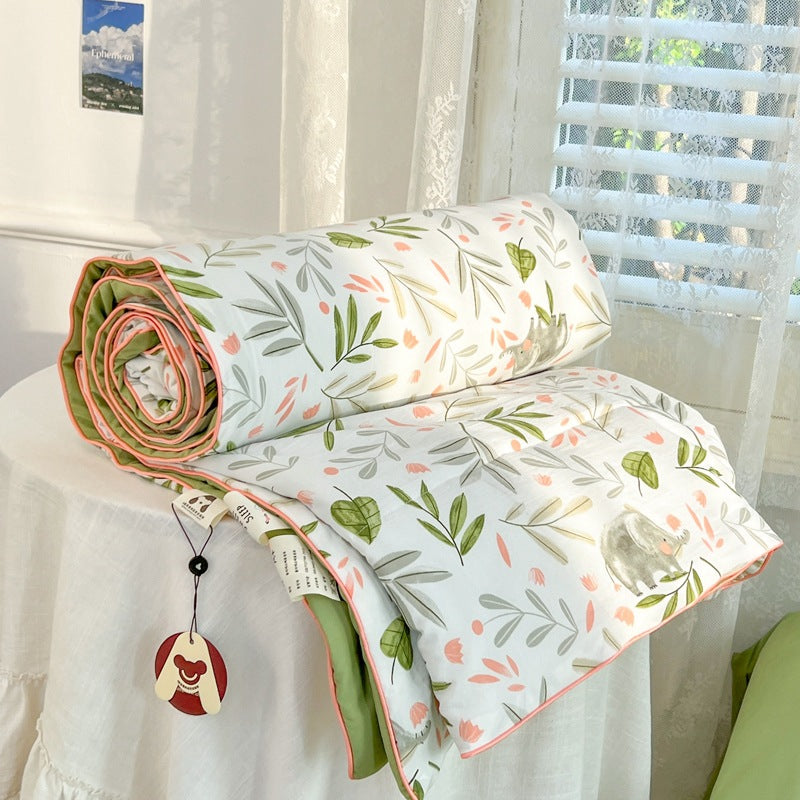 Summer Quilt with Soybean Fiber and Cotton Washable Bedding Set