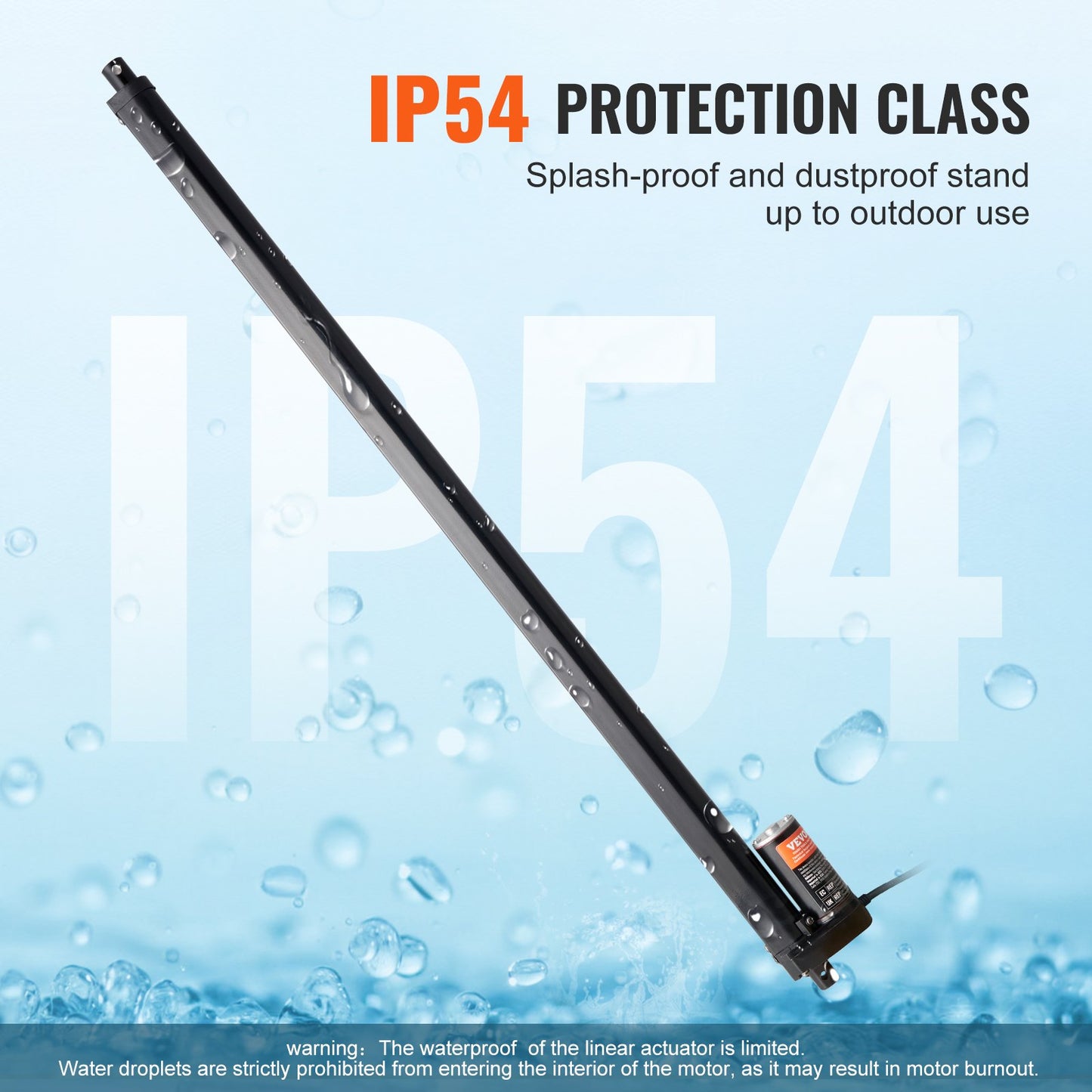 12V 20-Inch Linear Actuator - High Speed 0.55 in/s, 220 lbs Load, IP54