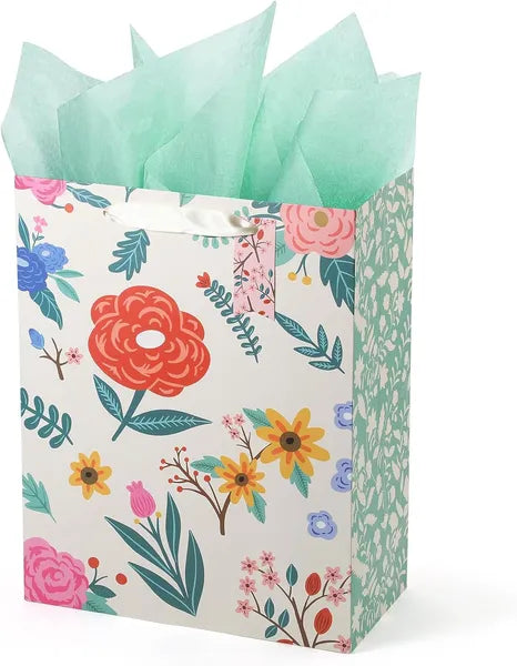 Large Flower Gift Bag - 13" for Easter, Birthdays & More
