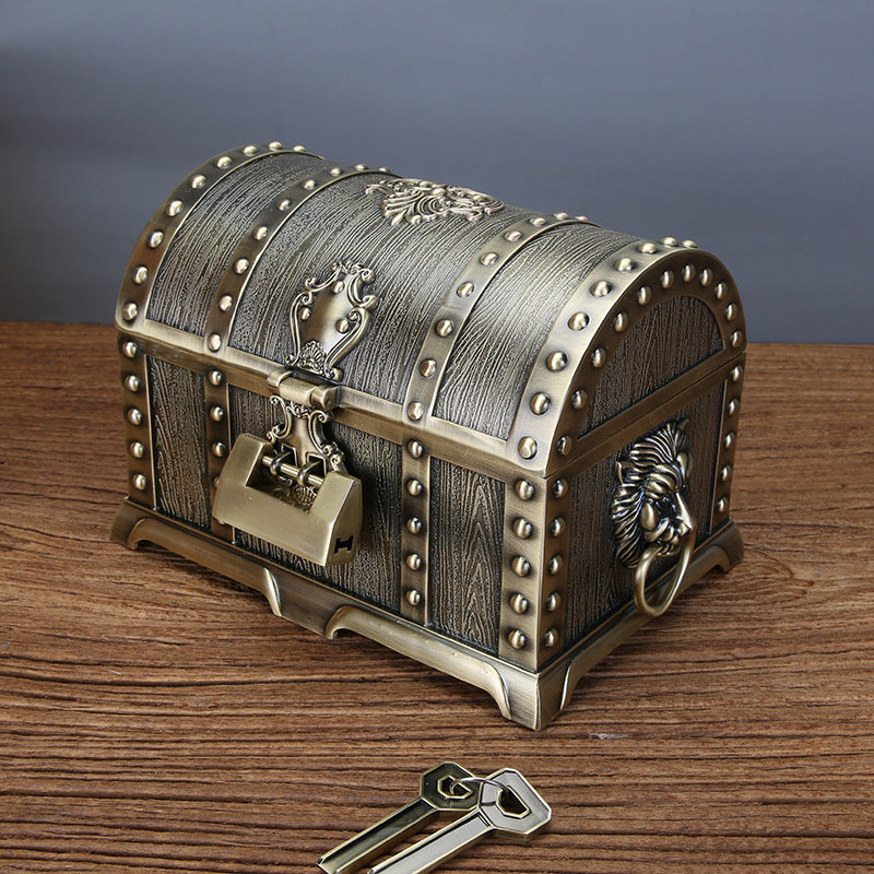 Retro Chinese Style Jewelry Box with Lock - Handcrafted Alloy Storage Chest