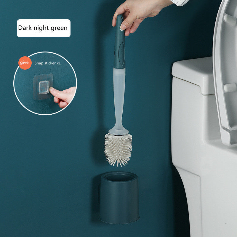 Wall-Mounted Bathroom Cleaning Brush with Long Handle and Silicone Bristles