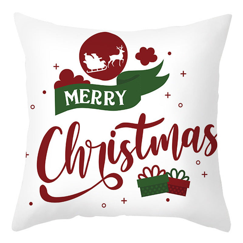 Christmas Pillow Cover Cartoon Letter Print Cushion Cover for Sofa & Office
