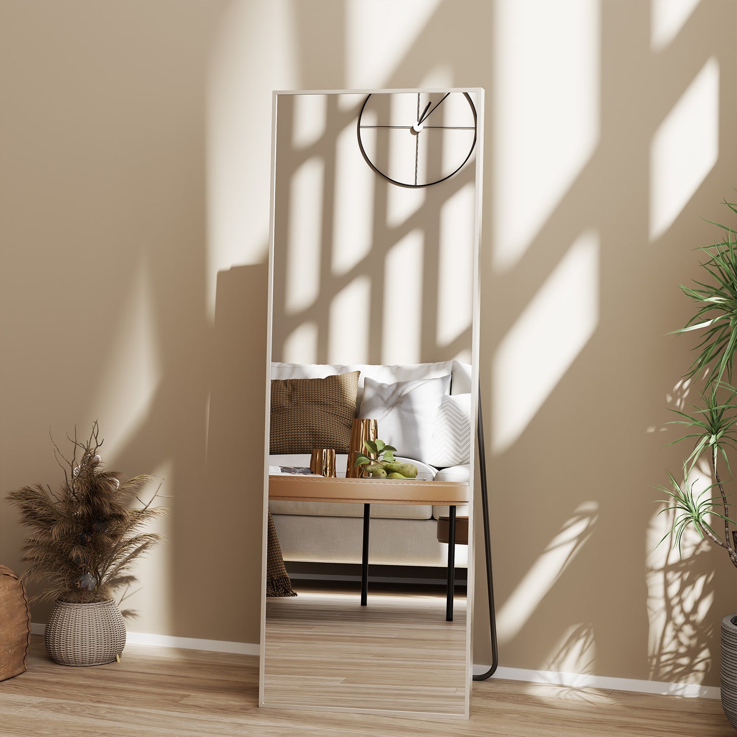 Full Length Rectangular Mirror, Standing or Wall-Mounted Floor Mirror