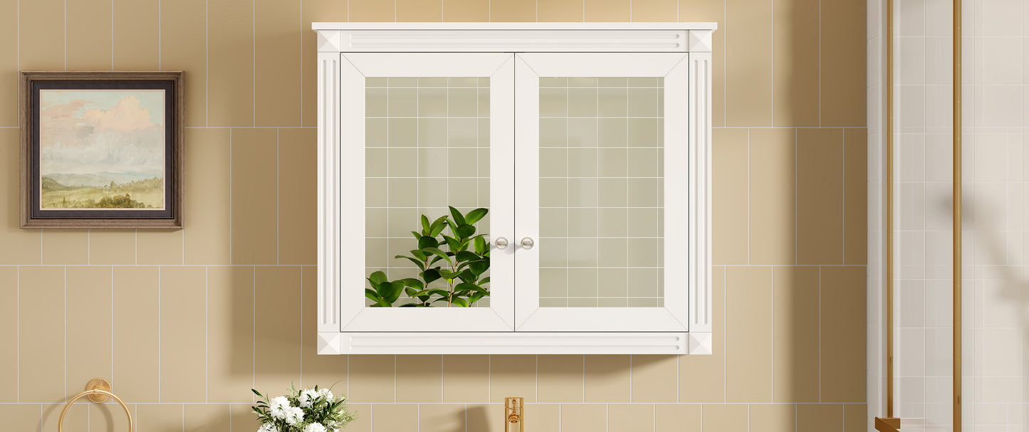 36'' x 28'' Wall Mounted Medicine Cabinet with Mirrors - White