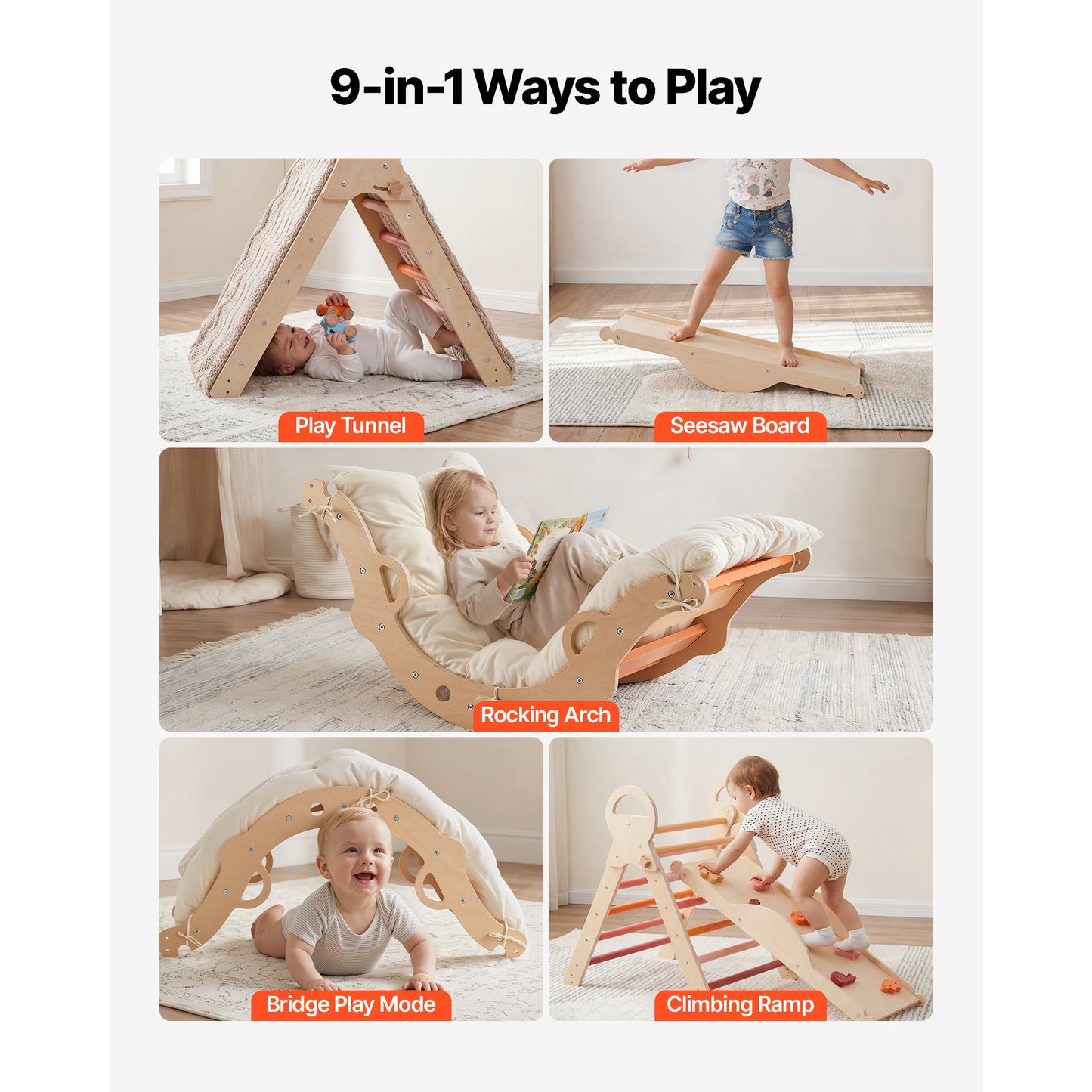 Toddler Climbing Set with Wooden Cars & Ramp - Indoor Play & Montessori Toy