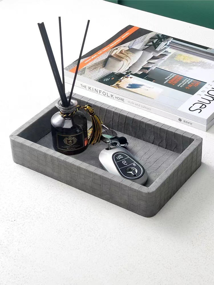 Leather Storage Tray for Entryway Organization - Modern Handcrafted Home Organizer