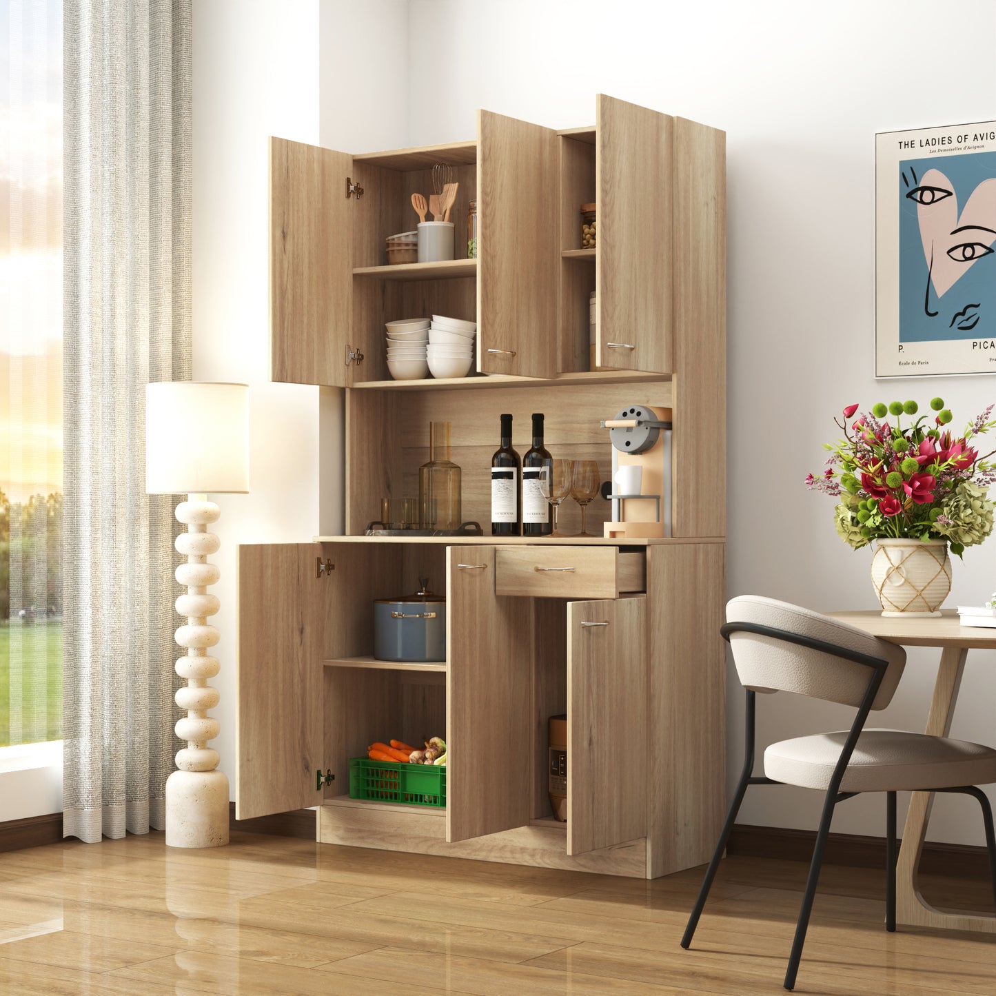 70.87" Tall Wardrobe and Kitchen Cabinet - Rustic Oak