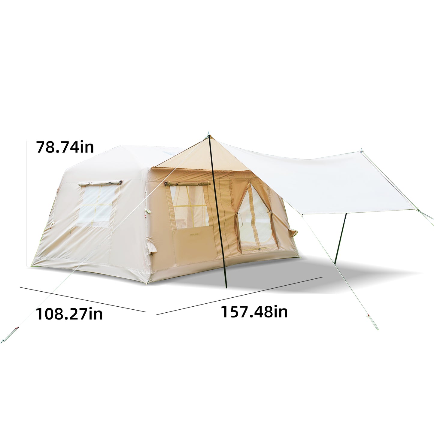 Inflatable Camping Tent for 8-10 People - Beige, Waterproof, Easy Setup