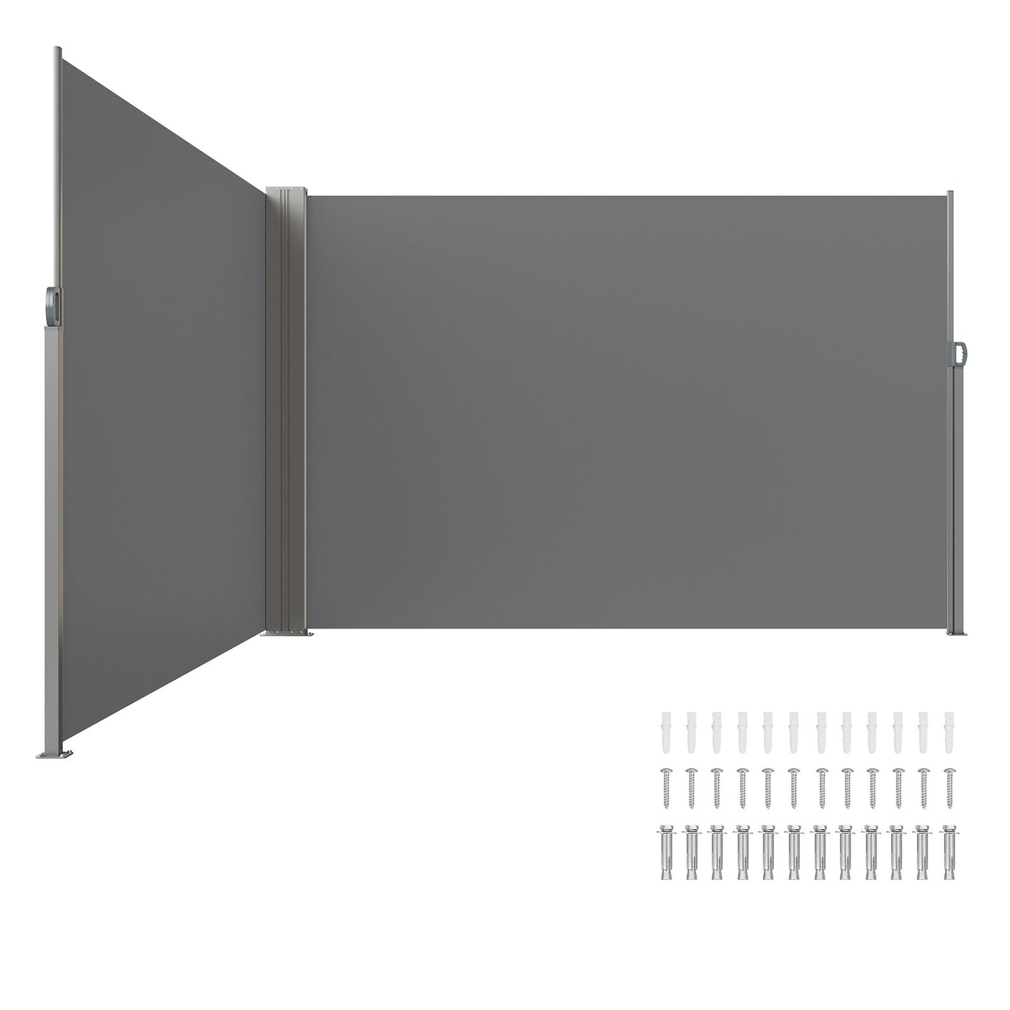 Retractable Outdoor Privacy Screen 79x236 Inches Water-Resistant Polyester Gray