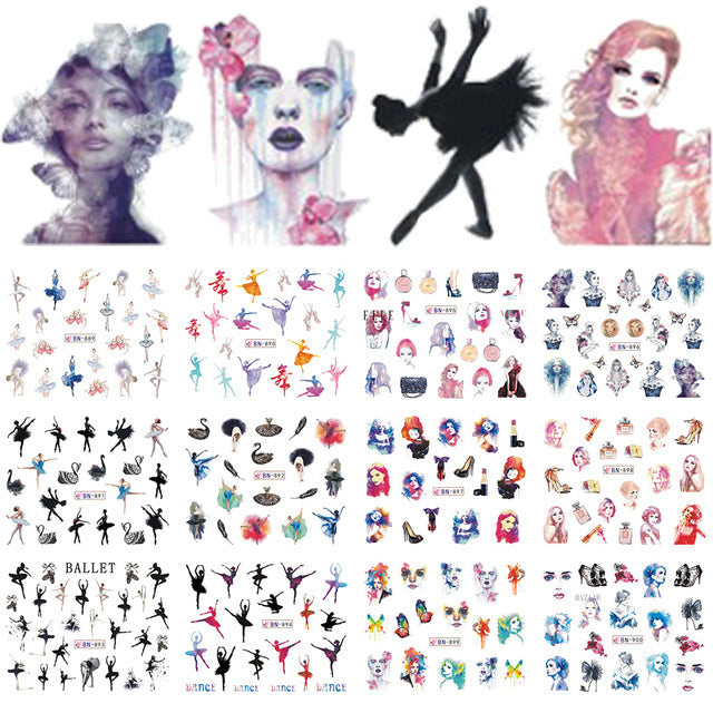 Nail Art Stickers Watermark Decals for Manicure - Sun Butterfly Galaxy Series