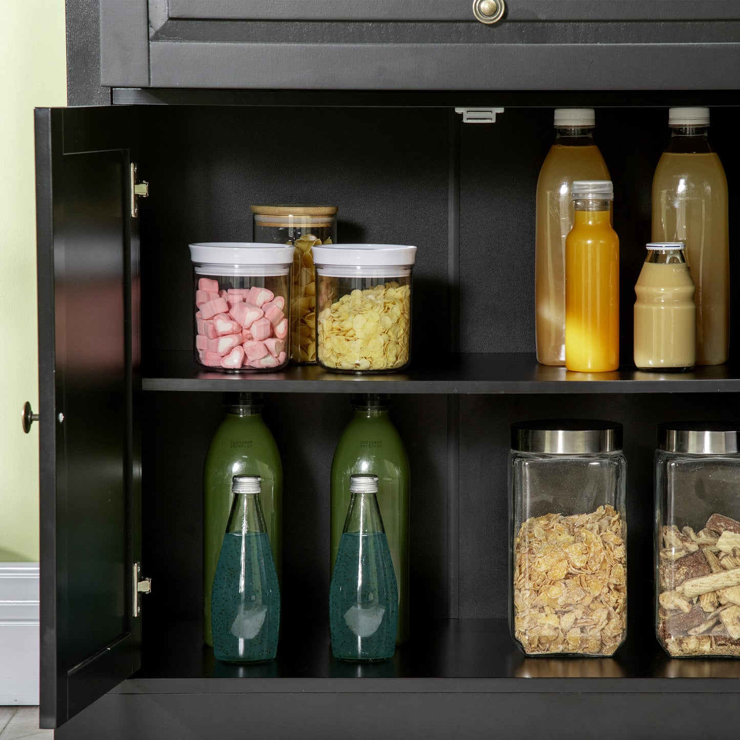 Modern Black Sideboard Buffet Cabinet with Adjustable Shelves