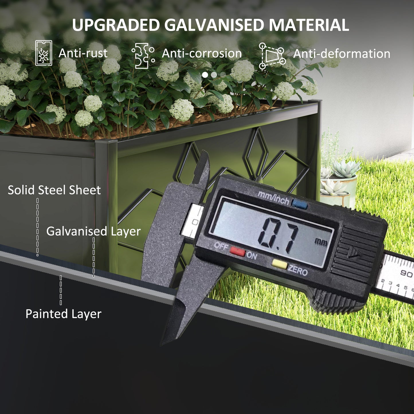 Galvanized Raised Garden Bed with Trellis - Outdoor Plant Container 35.4 x 15.7 x 47.2 Inches