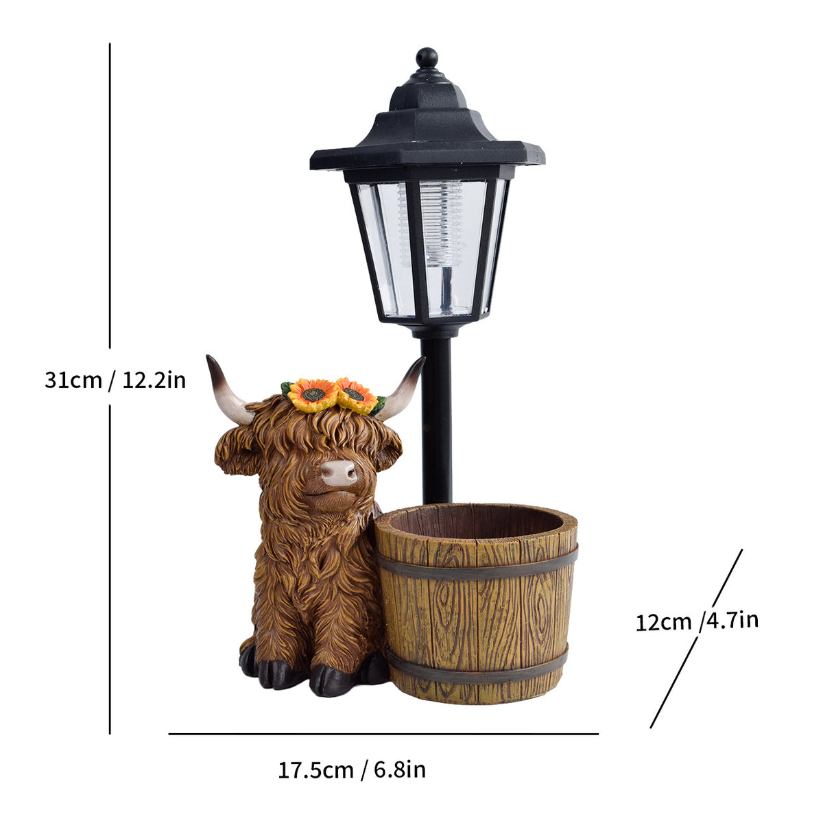 Highland Cattle Solar Garden Lamp Outdoor Decorative Light Yard Ornament