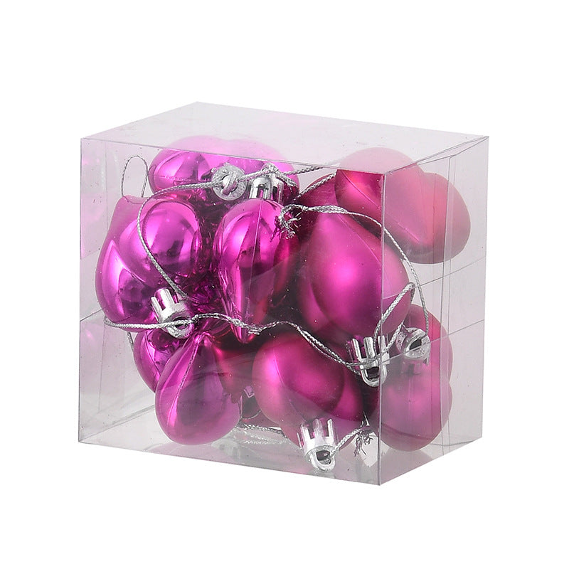 Christmas Tree Pendant Garland Decorations - Plastic Love Heart Ornaments, 4.5cm