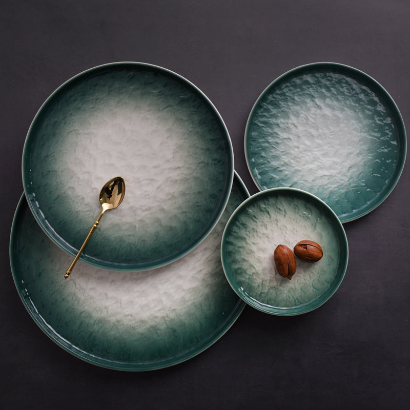 Gradient Emerald Stone Pattern Dinner Plate - 6/8/10 Inch Nordic Style Porcelain