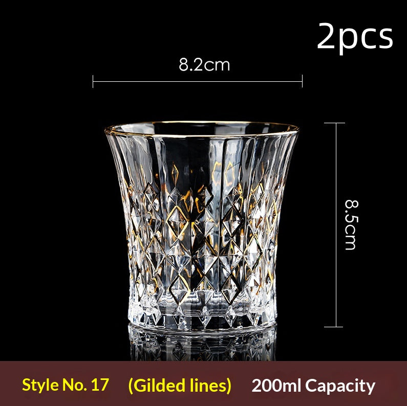 Large Gold-Trimmed Gin Crystal Glass - Vintage Drinkware for Bar & Kitchen