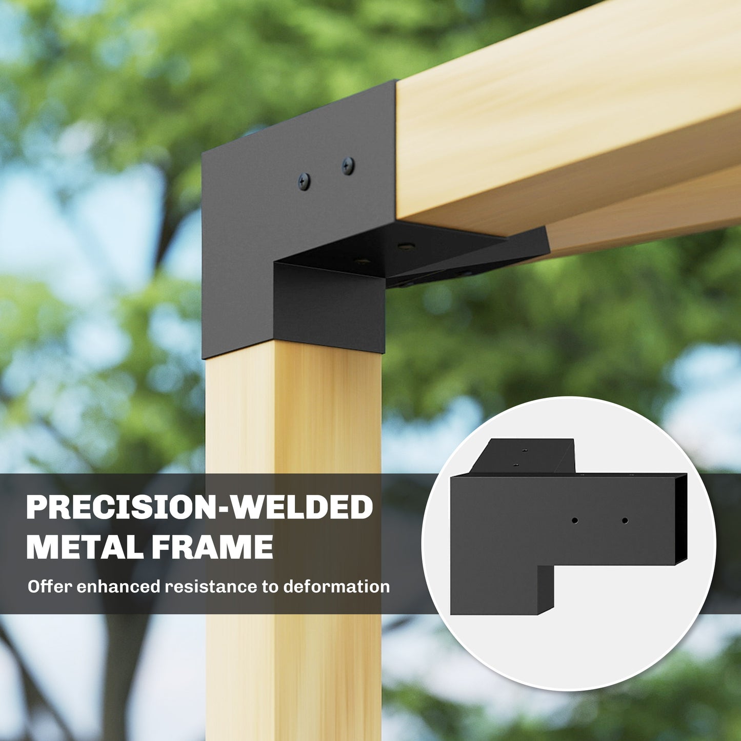 Slanted Pergola Bracket Kit with Post Bases & Wall Mounts - Black