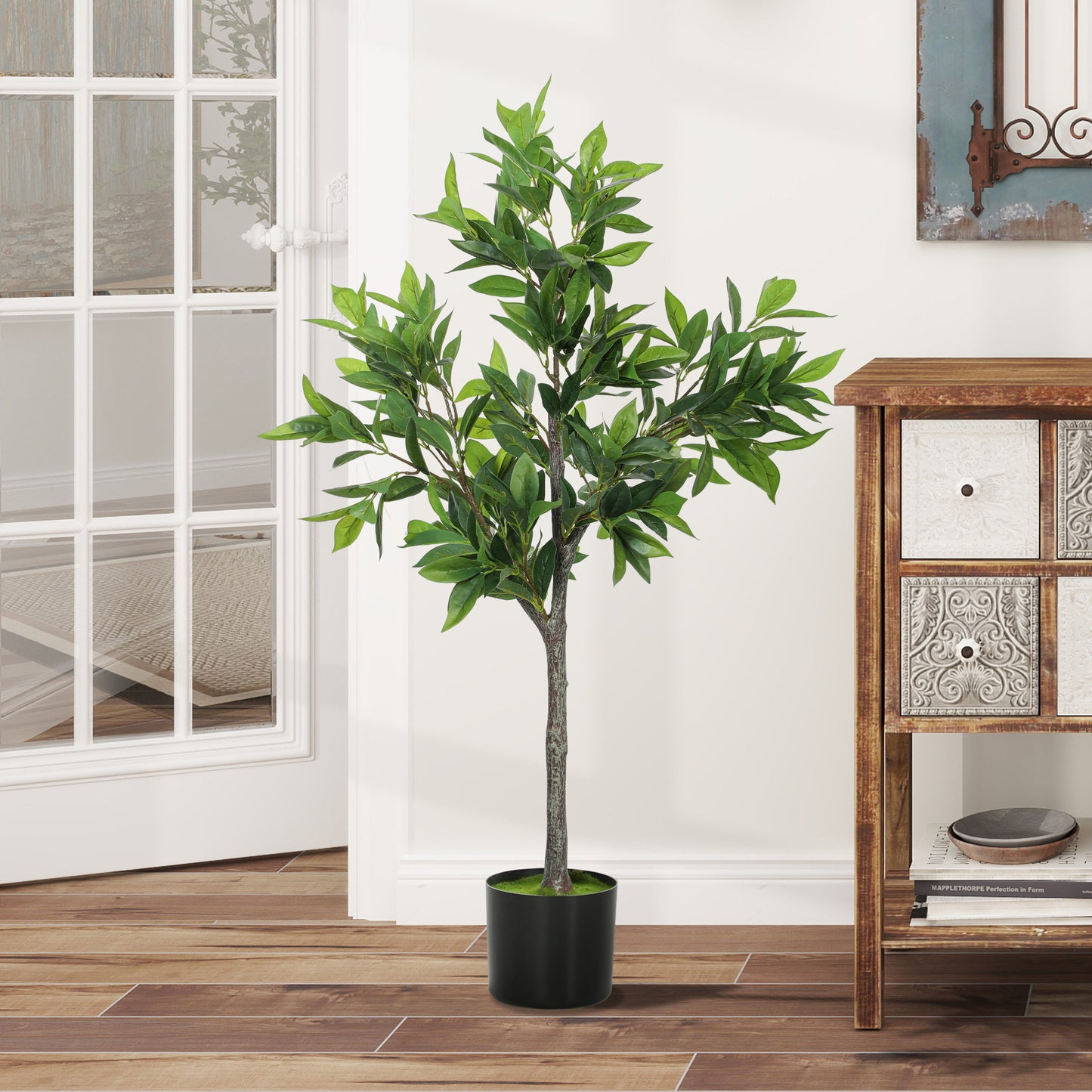 Lifelike Laurel Artificial Tree with 345 Leaves - Green