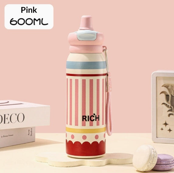 Insulated Stainless Steel Travel Mug with Straw - Large Capacity Coffee Cup