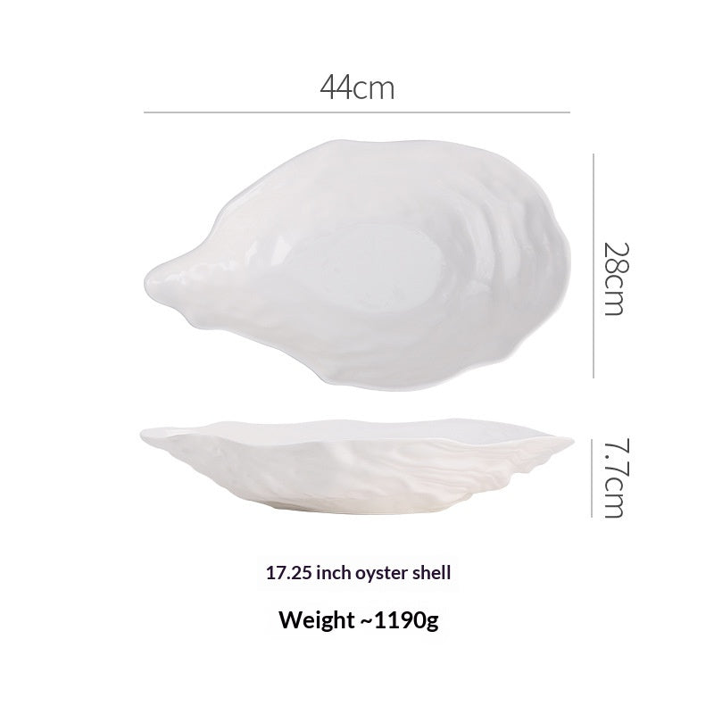 Oyster-Shaped Ceramic Salad Plate Set - Multiple Sizes, Elegant Kitchen Dinnerware