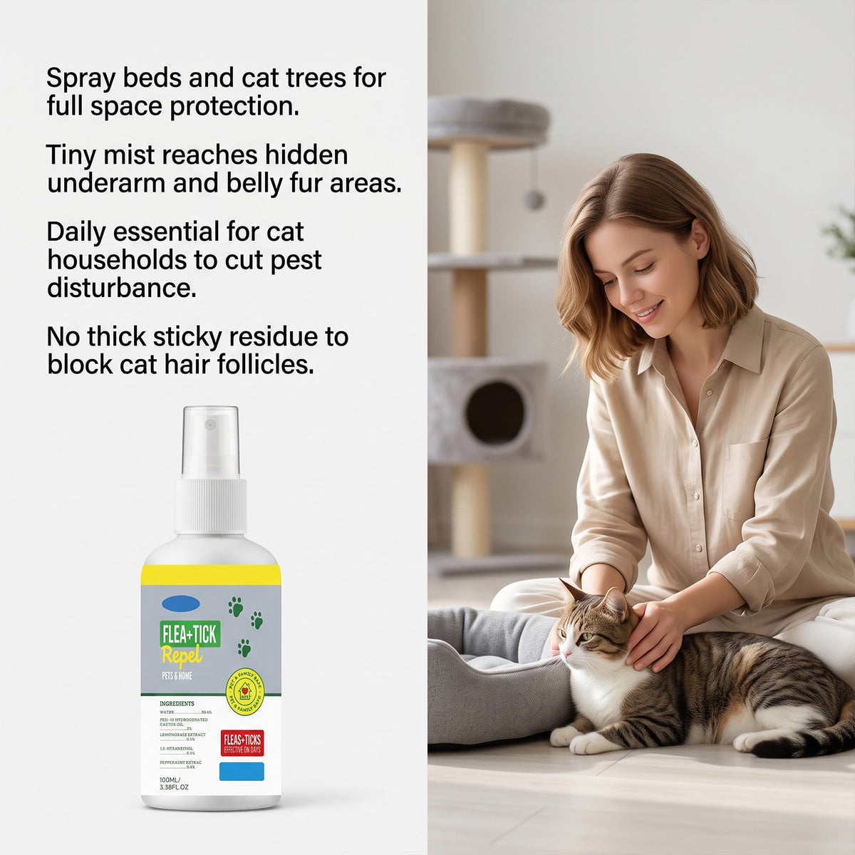 Flea and Tick Spray for Cats and Dogs - 100ml Insect Repellent