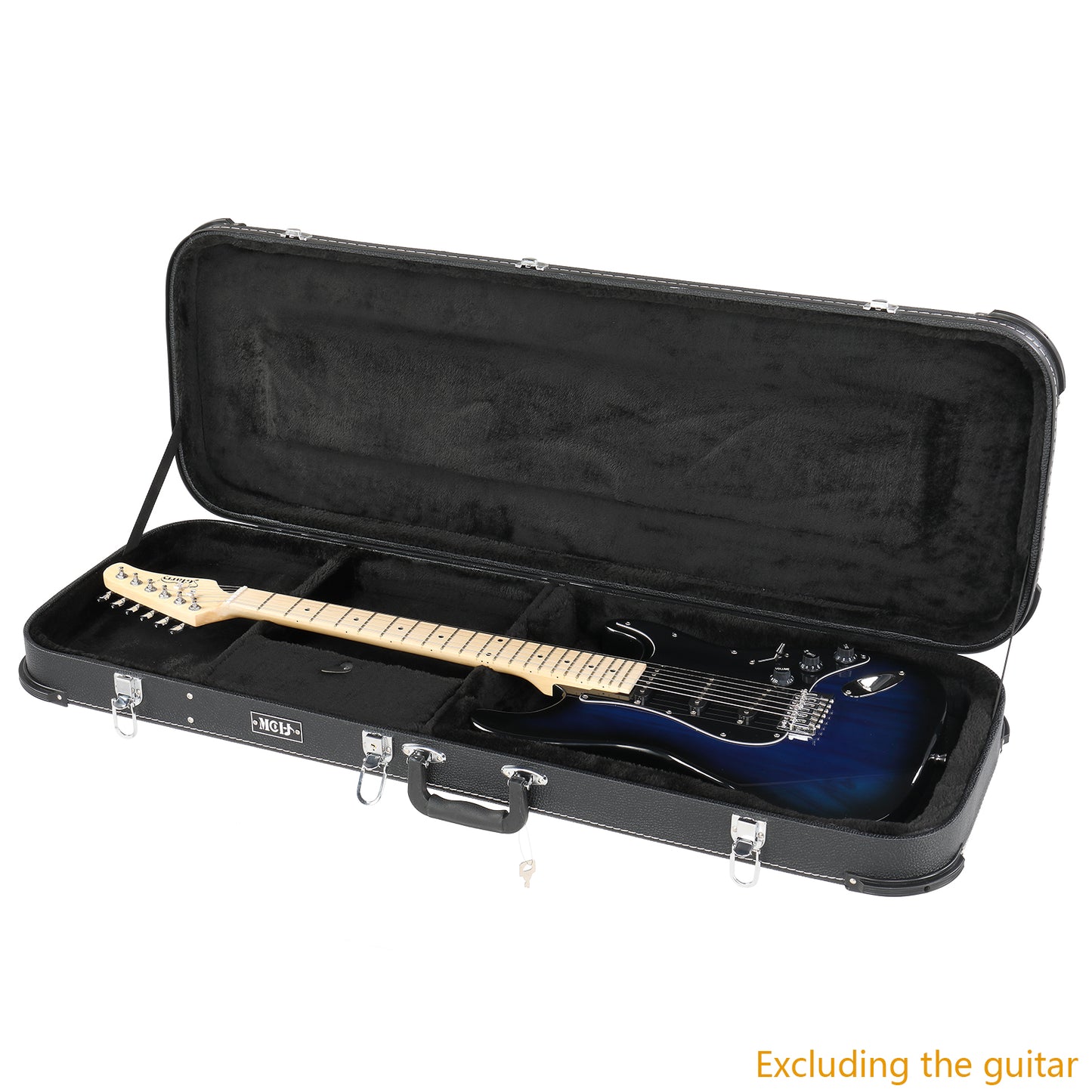 Electric Guitar Hard Case - Black Leather Square Design