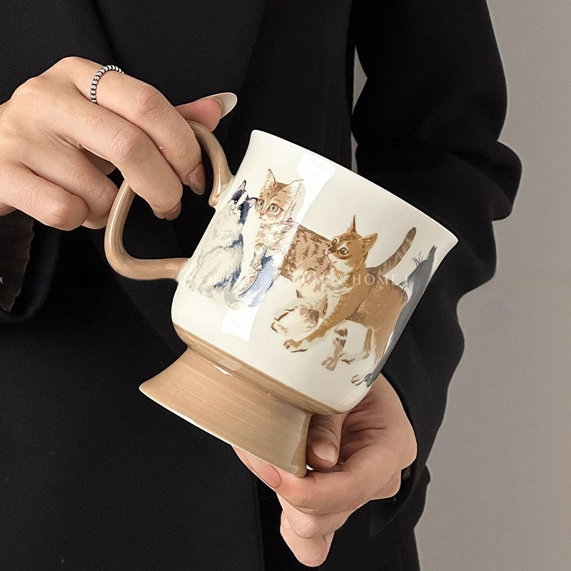 Large Capacity Ceramic Cat Water Mug - 410ml Nordic Style Drinkware