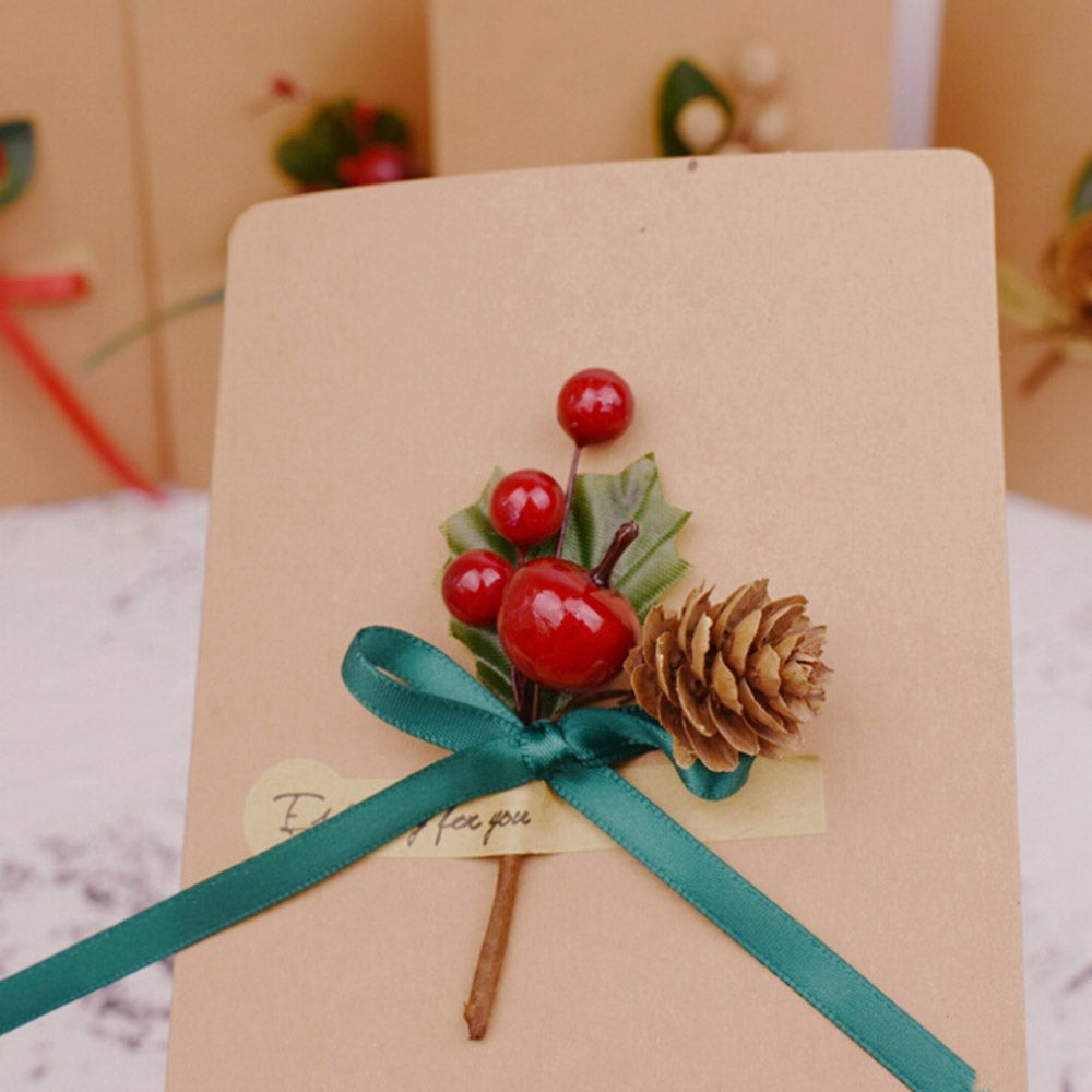 Artificial Pine Branches with Red Berries & Pine Cones - Holiday Decor
